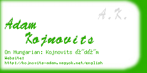 adam kojnovits business card